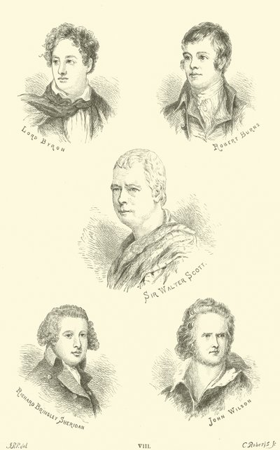 Lord Byron, Robert Burns, Sir Walter Scott, Richard Brinsley Sheridan, John Wilson von English School