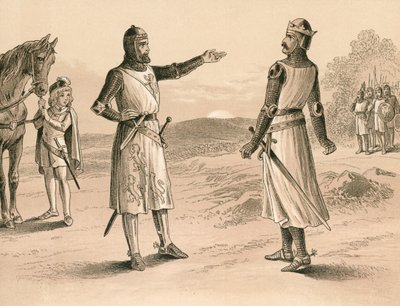 Lord Pembroke und Bruce vor der Schlacht von Methven von English School
