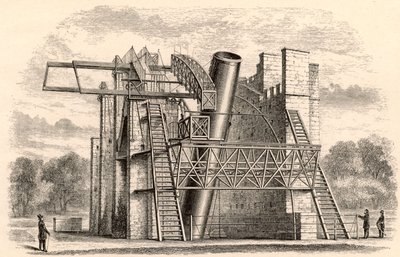 Lord Rosses großes Spiegelteleskop, aus A Handbook of Descriptive Astronomy von George F. Chambers, veröffentlicht in Oxford von English School