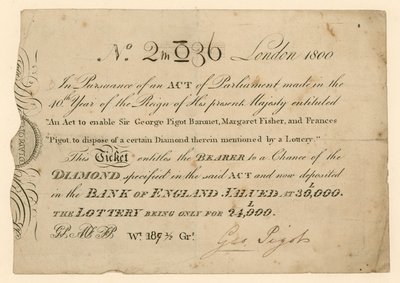 Lotterie zum Gewinn eines Diamanten, 1800 von English School