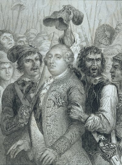 Ludwig XVI. (1754-93), König von Frankreich, vom Volk aus dem Tuilerienpalast geholt am 20. Juni 1792 von English School
