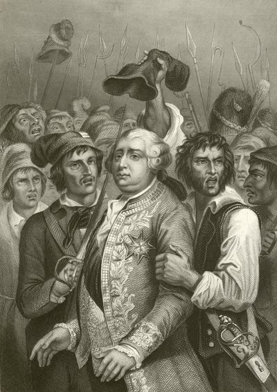 Ludwig XVI. von der Menge bedroht bei ihrem Besuch in den Tuilerien von English School