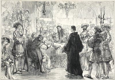 Luther vor dem Reichstag zu Worms, Illustration aus Die Geschichte des Protestantismus von James Aitken Wylie (1808-1890), veröffentlicht 1878 von English School