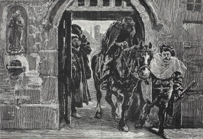 Luther flieht aus Augsburg, Illustration aus Die Geschichte des Protestantismus von James Aitken Wylie, veröffentlicht 1878 von English School