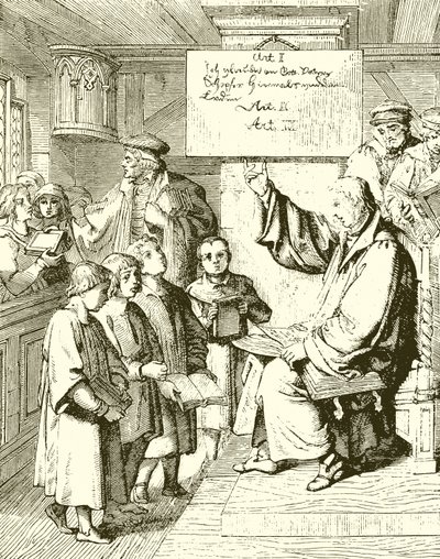 Luther unterrichtet Kinder von English School