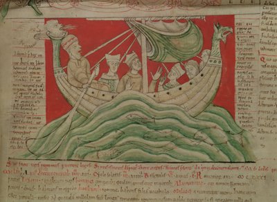 Die Visionen, die König Heinrich I. in der Normandie im Jahr 1130 träumte, aus der Worcester-Chronik (Detail) von English School