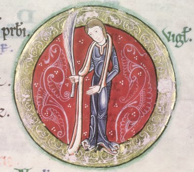 MS Hunter 229 f.4v Jungfrau, aus dem Hunterian Psalter, ca. 1170 (Detail) von English School