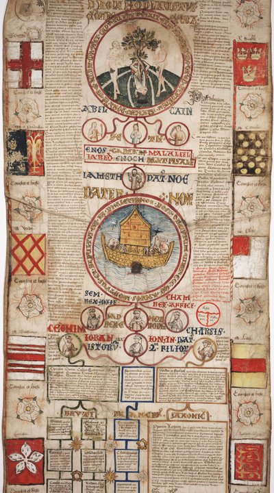 MS Lewis E 201 Abschnitt 2, Chronik der Geschichte der Welt von der Schöpfung bis Woden, mit einer Genealogie von Edward IV, ca. 1461 von English School
