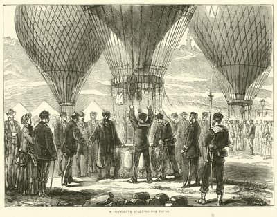 M. Gambetta auf dem Weg nach Tours, November 1870 von English School