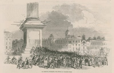 M. Kossuth spricht zu den Menschen am Charing Cross von English School