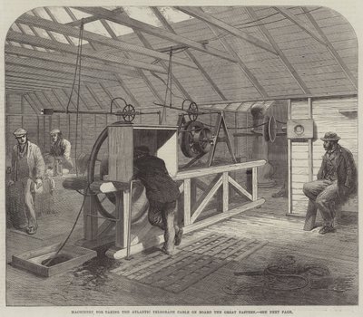 Maschinen zum Verladen des Atlantikkabels auf die Great Eastern von English School