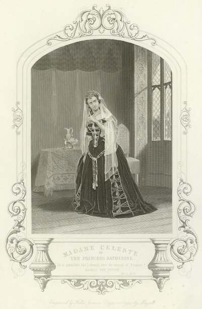 Madame Celeste als Prinzessin Katharina in Heinrich V, Akt V, Szene II von English School