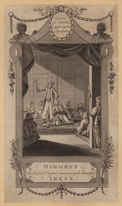 Mahomet, der türkische Kaiser, ermordet die schöne Irene (Stich) von English School