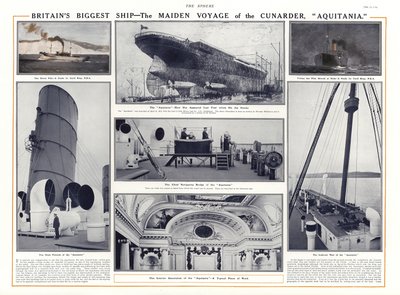 Jungfernfahrt des Cunard-Liners Aquitania, 1914 von English School