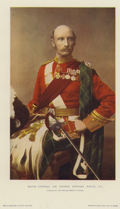 Generalmajor Sir George Stewart White, VC, Kommandeur der britischen Streitkräfte in Natal (Chromolithografie) von English School