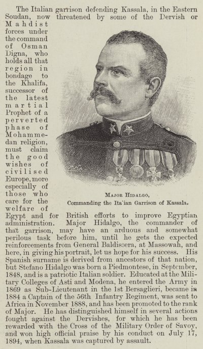 Major Hidalgo, Kommandant der italienischen Garnison von Kassala (Stich) von English School
