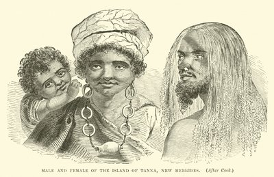 Männlich und weiblich von der Insel Tanna, Neue Hebriden, nach Cook von English School