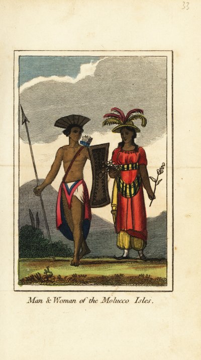 Mann und Frau der Molukkeninseln (Maluku-Inseln) von English School