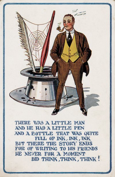 Der Mann, der nicht an seine Freunde schrieb (Farblithografie) von English School