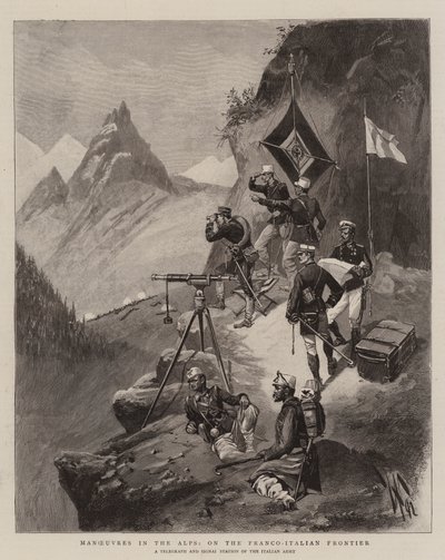 Manöver in den Alpen, an der französisch-italienischen Grenze (Gravur) von English School