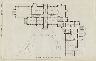 Herrenhaus, Leigh Park, Grundriss des Erdgeschosses (Gravur) von English School