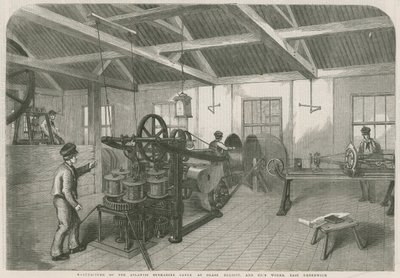 Herstellung des atlantischen Unterseekabels in den Werken von Glass Elliott und Co., East Greenwich von English School