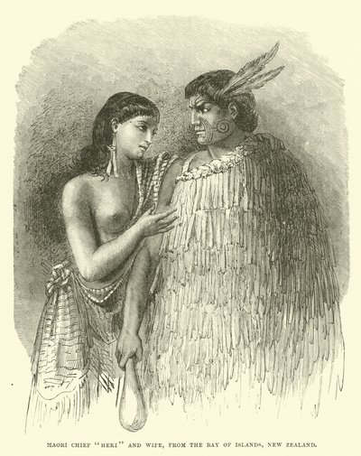 Maori-Häuptling Heki und Frau, aus der Bay of Islands, Neuseeland von English School