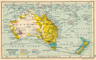 Karte: Australasien, Wirtschaft von English School