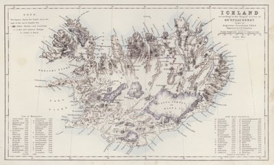 Karte: Island, nach der Trigonometrischen Vermessung von Gunnlaugsson gezeichnet von Augustus Petermann von English School