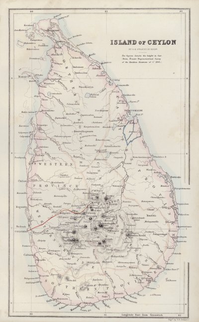 Karte: Insel Ceylon, von G H Swanston, Edinburgh von English School