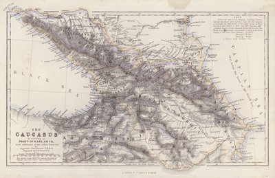 Karte: Der Kaukasus, nach Professor Doktor Karl Koch, mit Ergänzungen aus anderen Quellen, von Augustus Petermann von English School