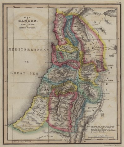 Karte von Kanaan des Heiligen Landes für allgemeine Zwecke von English School
