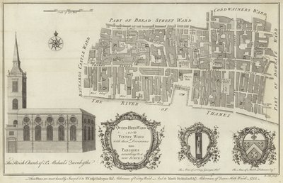 Karte der Queenhithe und Vintry Bezirke, London von English School