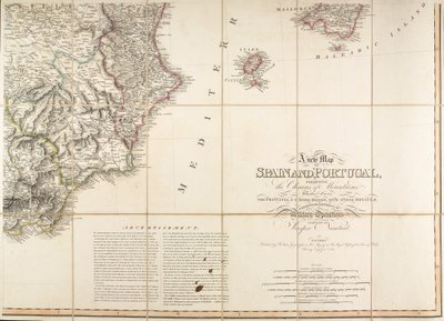 Karte von Spanien, die angeblich vom Herzog von Wellington verwendet wurde von English School