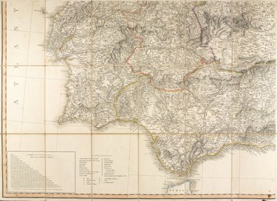 Karte von Spanien, die angeblich vom Herzog von Wellington verwendet wurde von English School