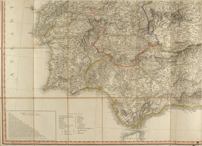 Karte von Spanien, die angeblich vom Herzog von Wellington verwendet wurde von English School