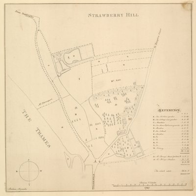 Karte von Strawberry Hill, London von English School
