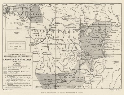Karte der britischen und deutschen Besitzungen in Afrika von English School