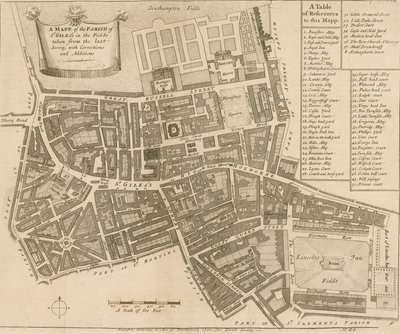 Karte der Pfarrei St Giles in the Fields, London von English School
