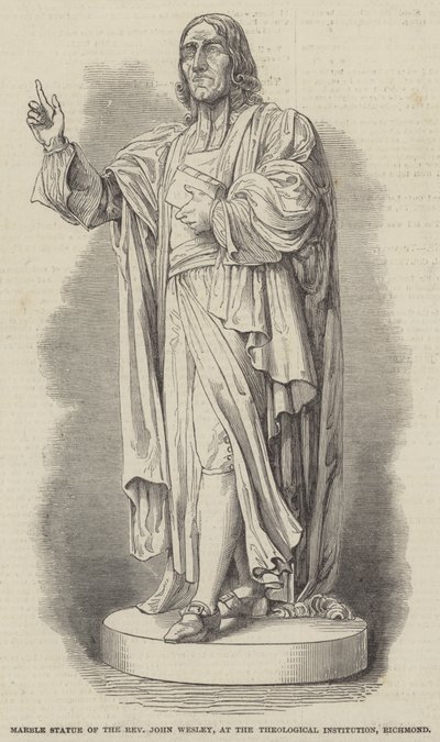 Marmorstatue des Reverend John Wesley im Theologischen Institut, Richmond (Gravur) von English School