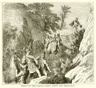 Marsch der spartanischen Armee über die Berge von English School