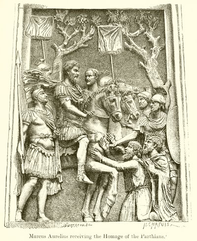 Marcus Aurelius empfängt die Huldigung der Parther von English School