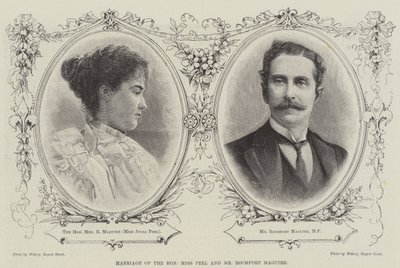 Hochzeit der ehrenwerten Miss Peel und Mr. Rochfort Maguire (Gravur) von English School