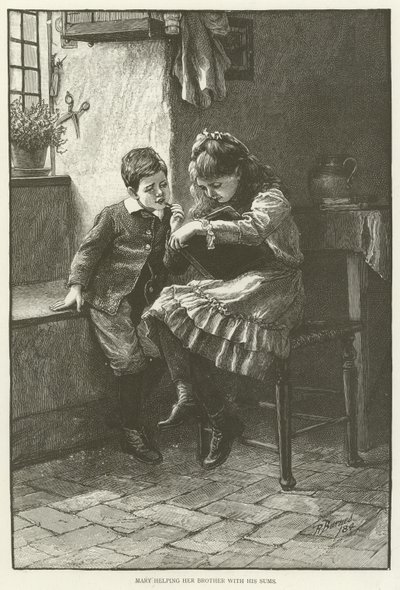 Mary hilft ihrem Bruder bei den Aufgaben von English School