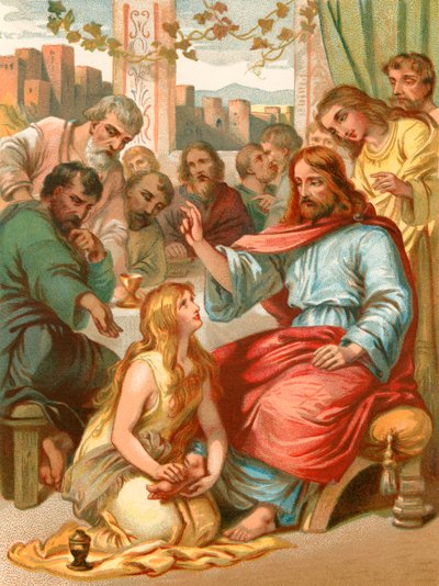 Maria wäscht die Füße Jesu von English School