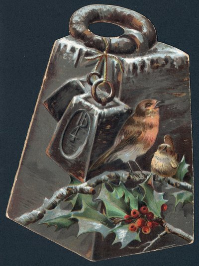 Gewichtsmessung und Rotkehlchen, Weihnachtskarte von English School