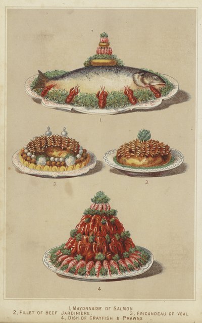 Fleisch- und Meeresfrüchtegerichte von English School