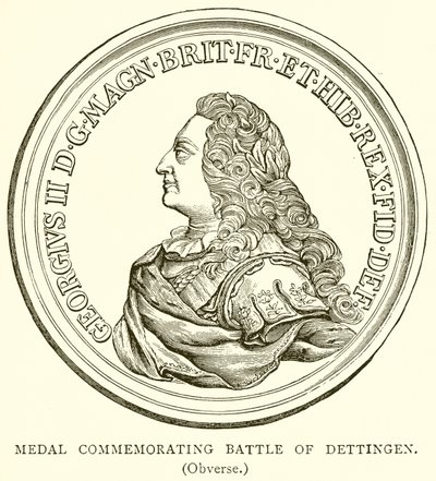 Medaille zur Erinnerung an die Schlacht bei Dettingen (Vorderseite) von English School