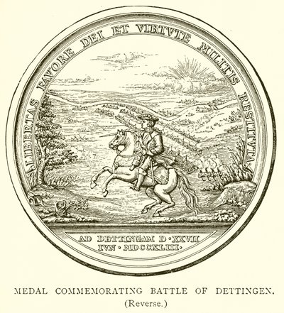 Medaille zur Erinnerung an die Schlacht bei Dettingen (Rückseite) von English School