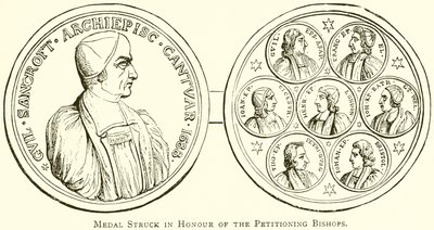 Medaille zu Ehren der petitionierenden Bischöfe geprägt von English School